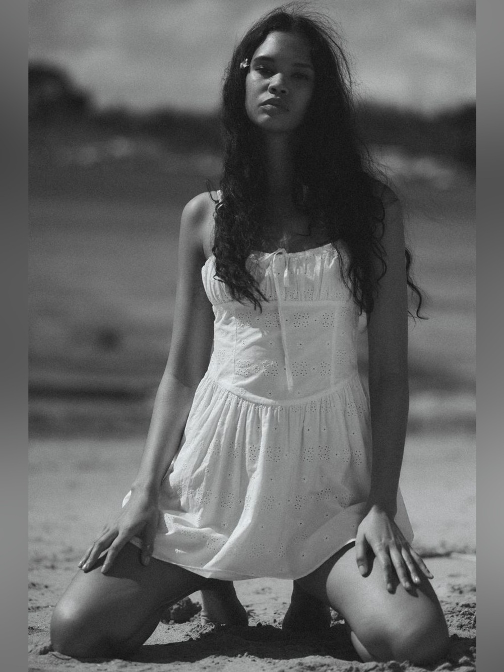 Zara White Eyelet Sundress Mini Dress Embroidered Lace with Spaghetti Straps